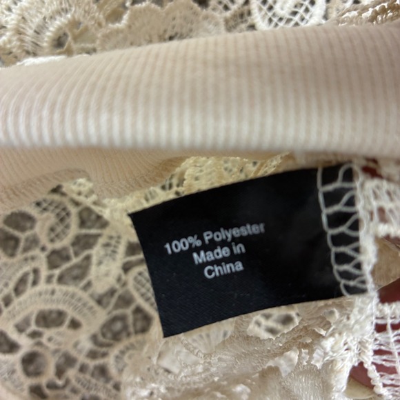 Lane Bryant Cream Lace Overlay Long Sleeve Top Women Plus Size 22/24 Casual Boho - Picture 6 of 9